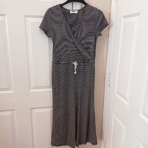 Double Zero Jumpsuit Black and White Stripes Women's Sz Medium